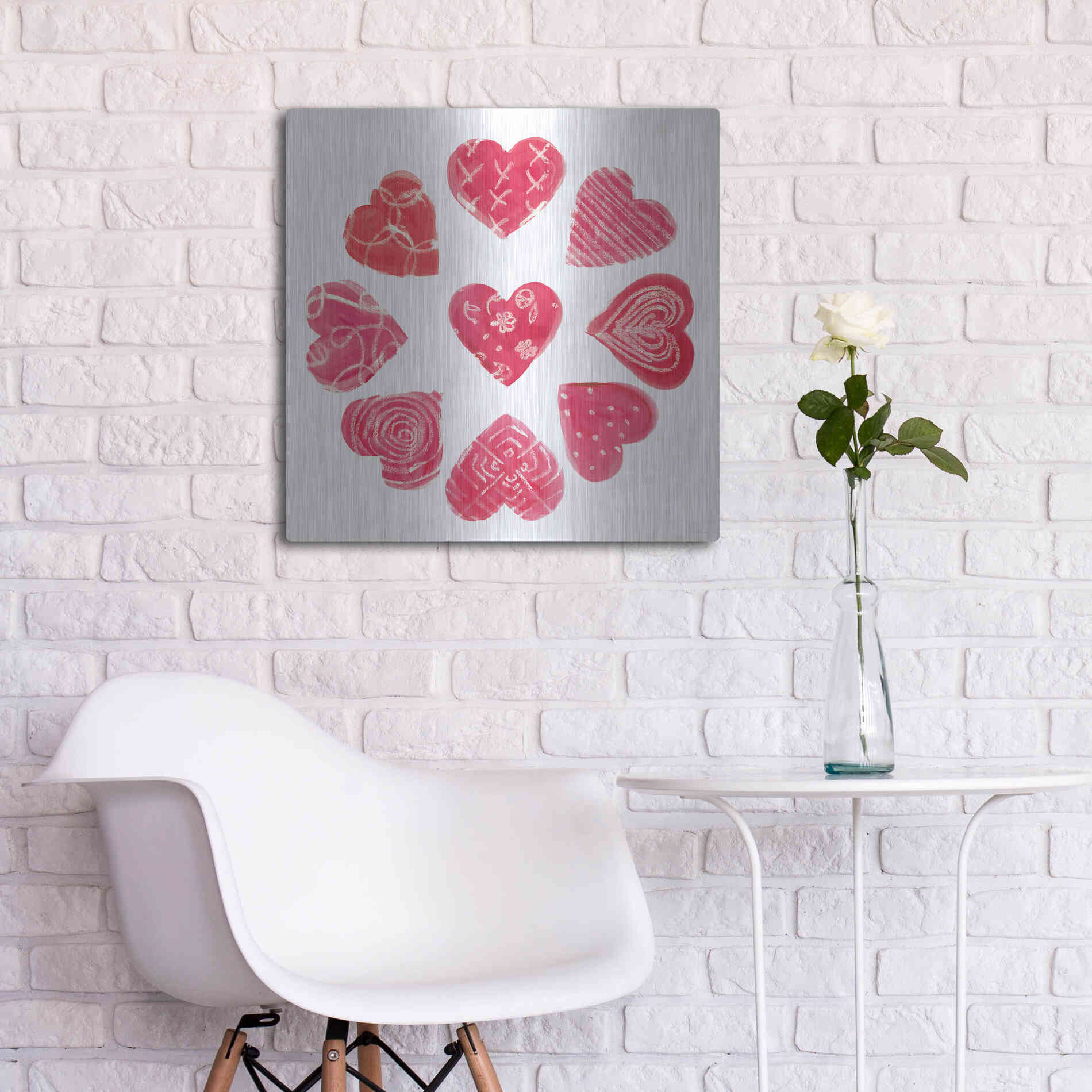 Luxe Metal Art 'Hearts and More Hearts II' by Sue Schlabach, Metal Wall Art,24x24