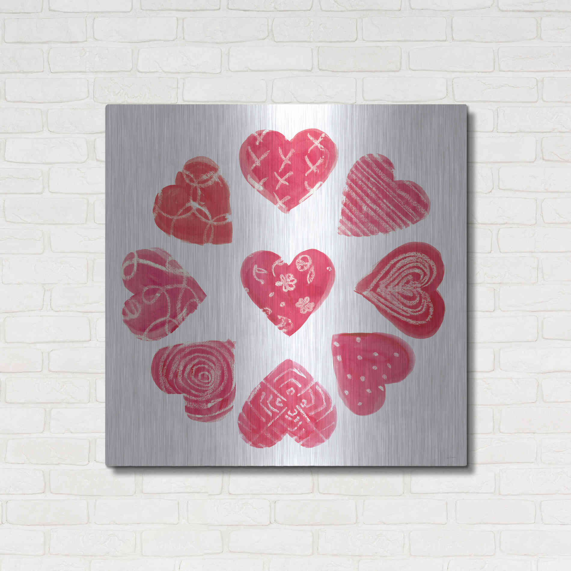 Luxe Metal Art 'Hearts and More Hearts II' by Sue Schlabach, Metal Wall Art,36x36