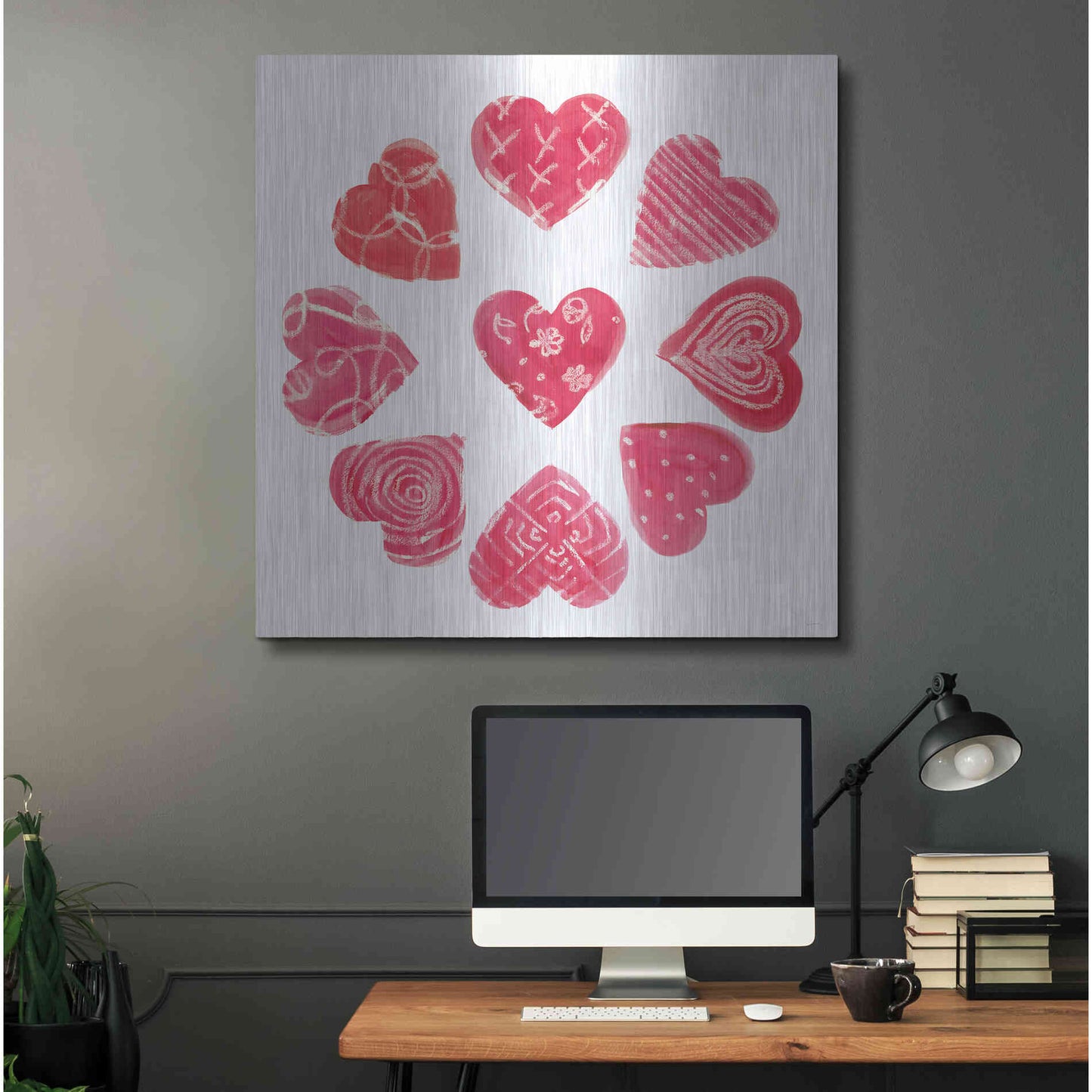 Luxe Metal Art 'Hearts and More Hearts II' by Sue Schlabach, Metal Wall Art,36x36