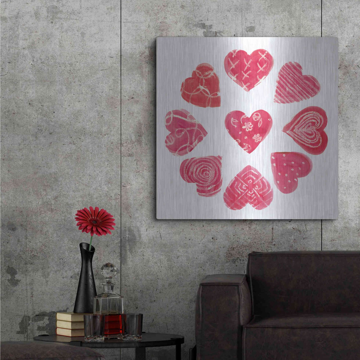 Luxe Metal Art 'Hearts and More Hearts II' by Sue Schlabach, Metal Wall Art,36x36