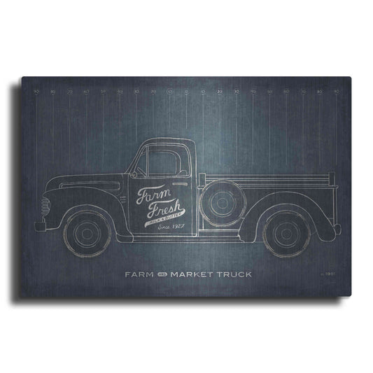 Luxe Metal Art 'Farm Truck Blueprint' by Sue Schlabach, Metal Wall Art