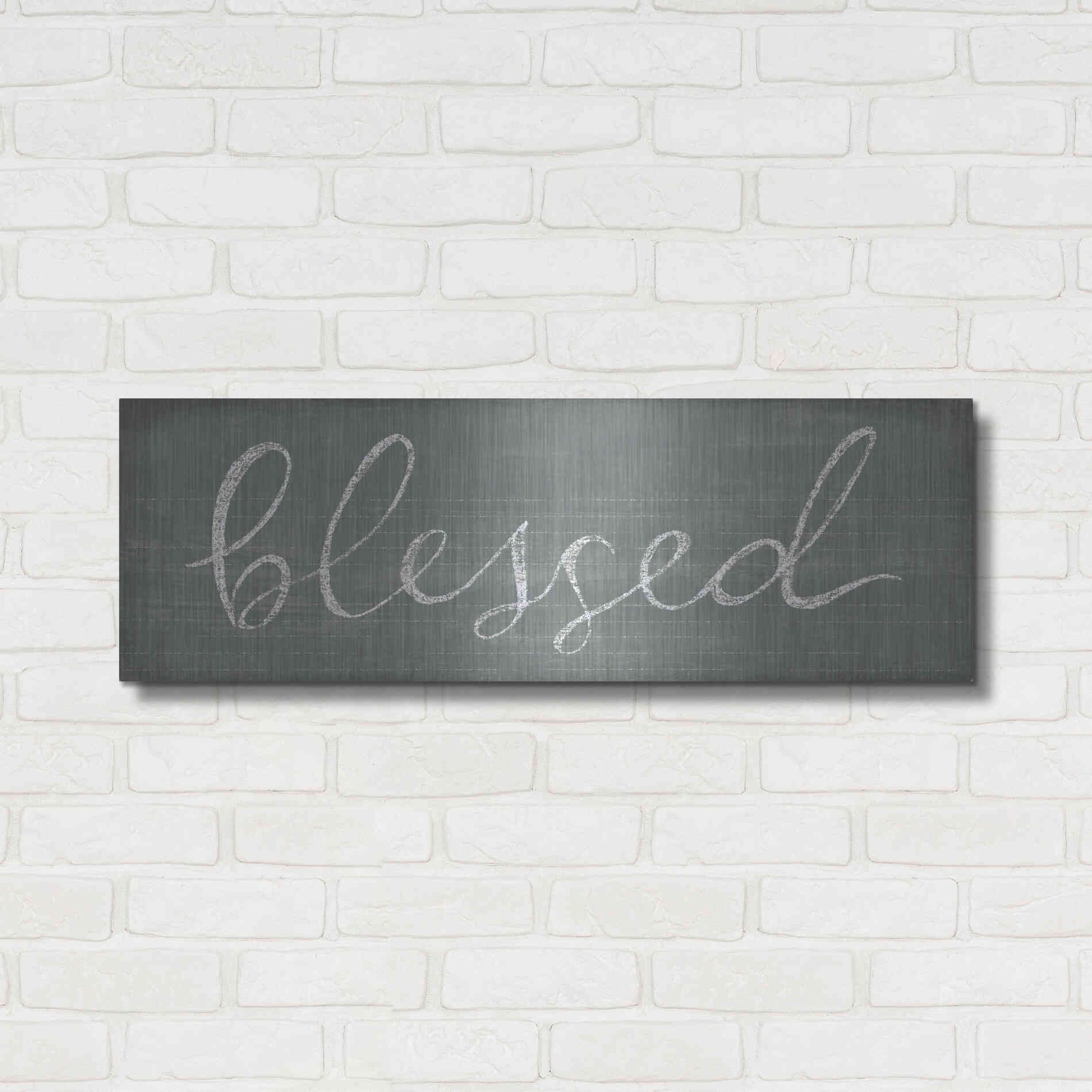 Luxe Metal Art 'Schoolhouse Blessed' by Sue Schlabach, Metal Wall Art,36x12