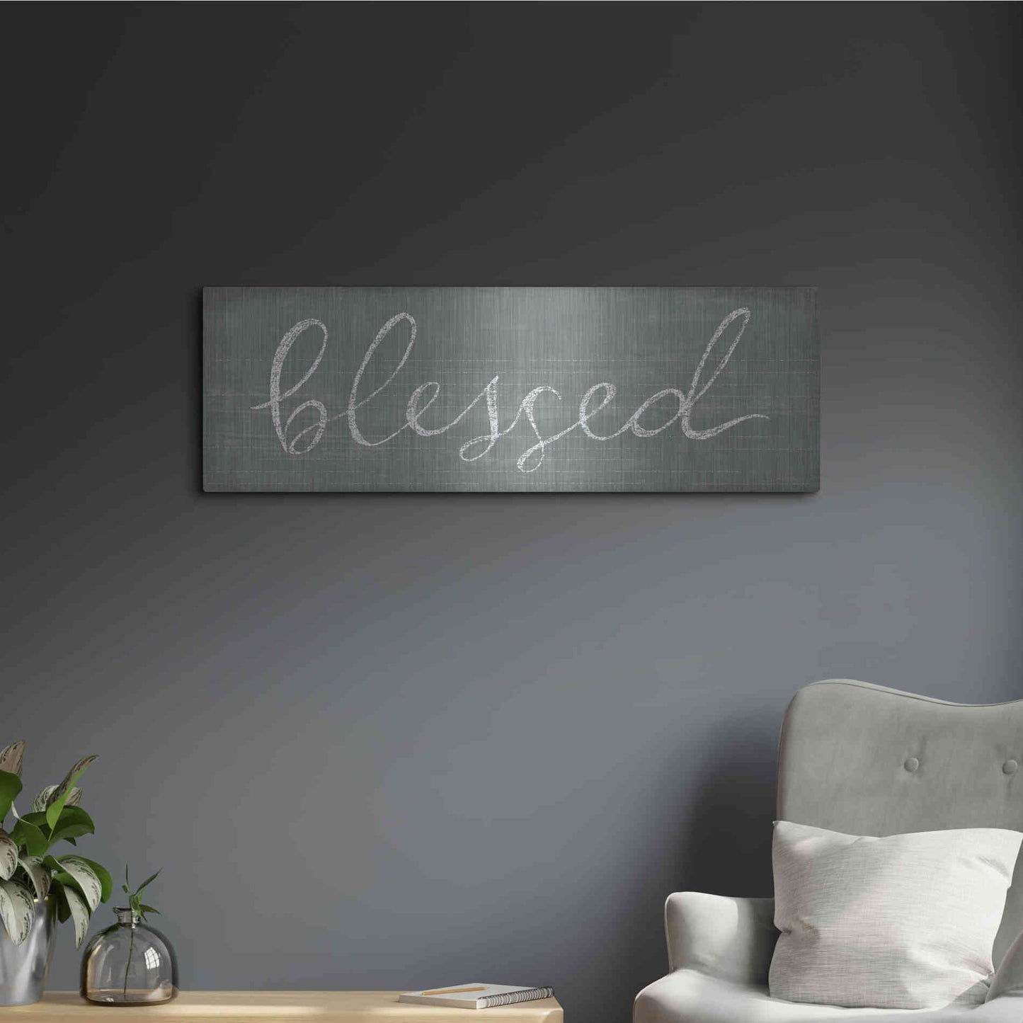 Luxe Metal Art 'Schoolhouse Blessed' by Sue Schlabach, Metal Wall Art,36x12