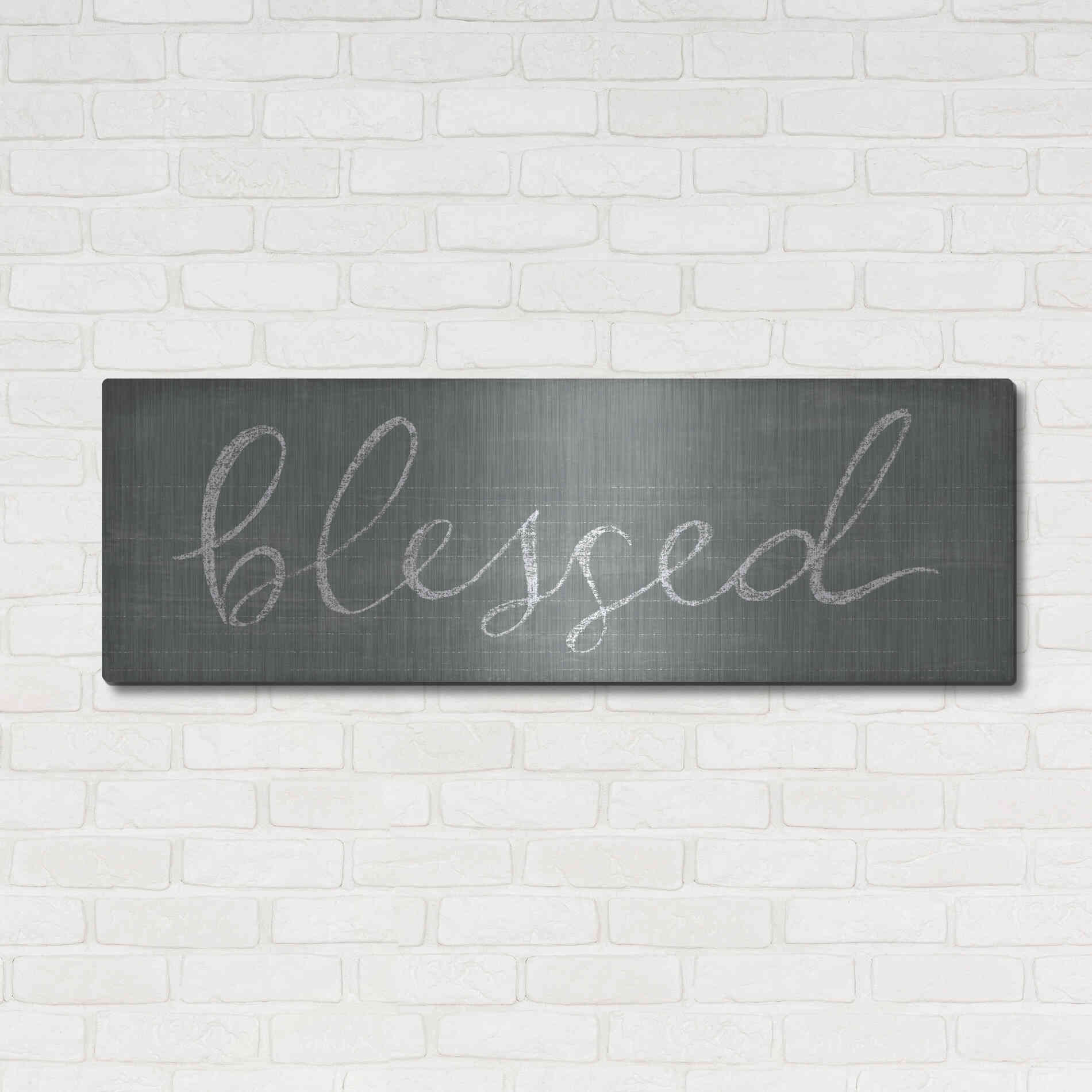 Luxe Metal Art 'Schoolhouse Blessed' by Sue Schlabach, Metal Wall Art,48x16