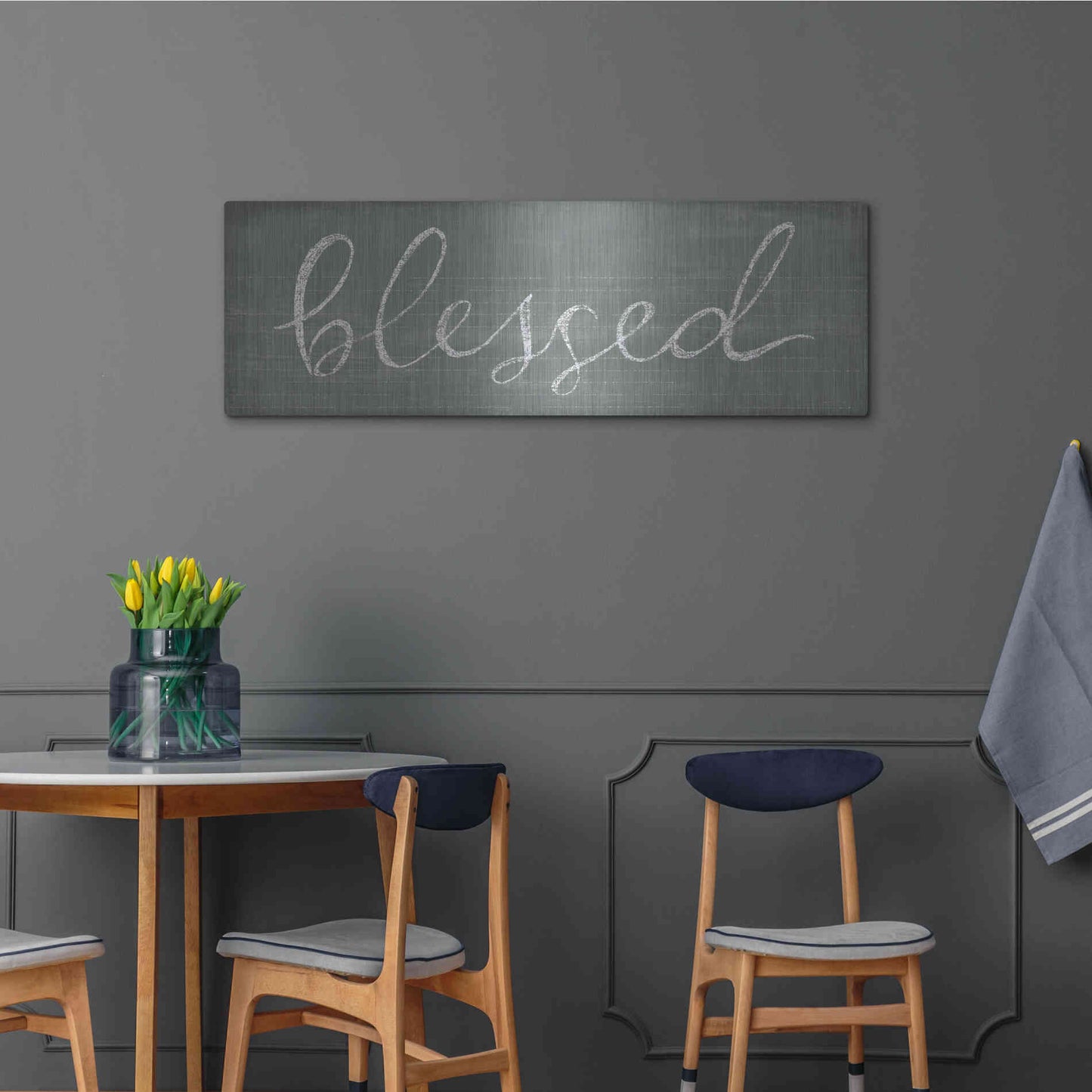 Luxe Metal Art 'Schoolhouse Blessed' by Sue Schlabach, Metal Wall Art,48x16