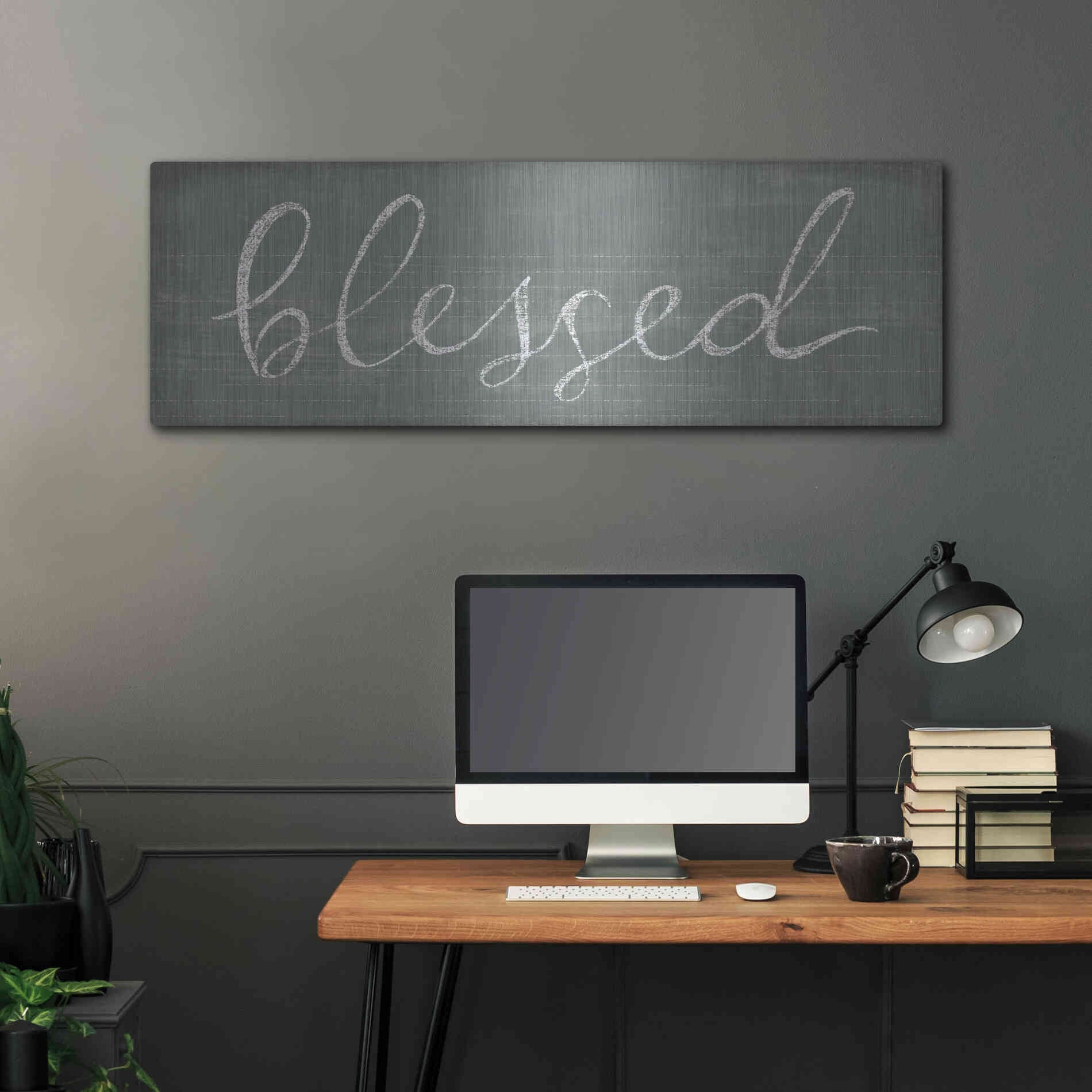 Luxe Metal Art 'Schoolhouse Blessed' by Sue Schlabach, Metal Wall Art,48x16