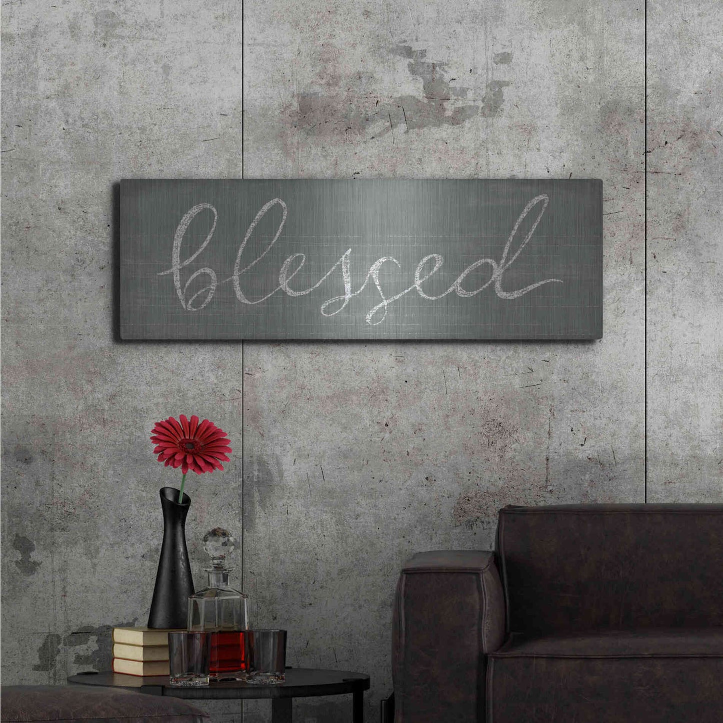 Luxe Metal Art 'Schoolhouse Blessed' by Sue Schlabach, Metal Wall Art,48x16