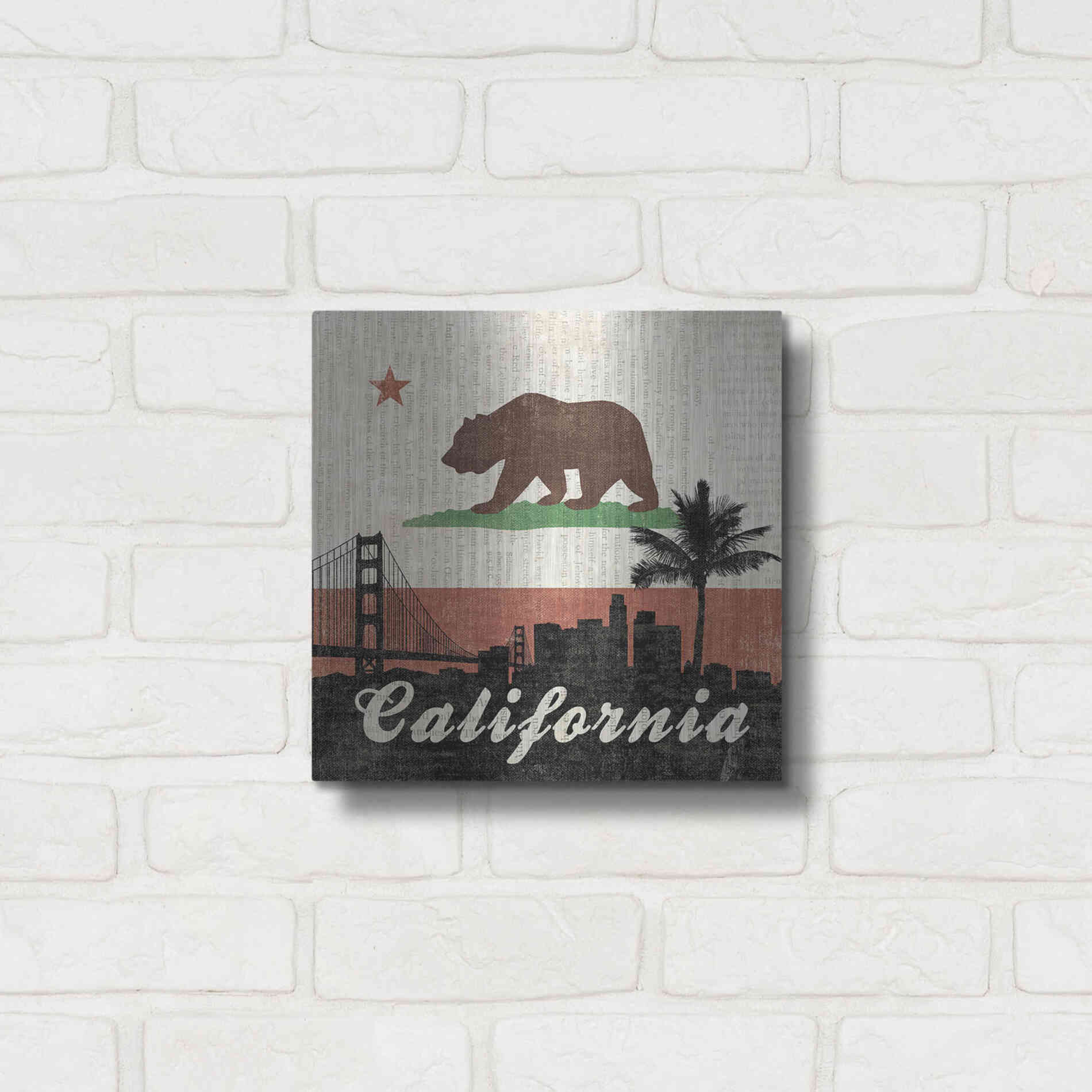 Luxe Metal Art 'California' by Moira Hershey, Metal Wall Art,12x12