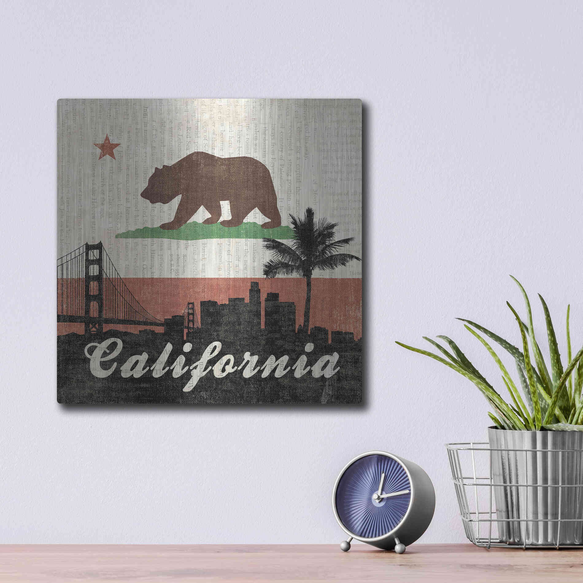 Luxe Metal Art 'California' by Moira Hershey, Metal Wall Art,12x12