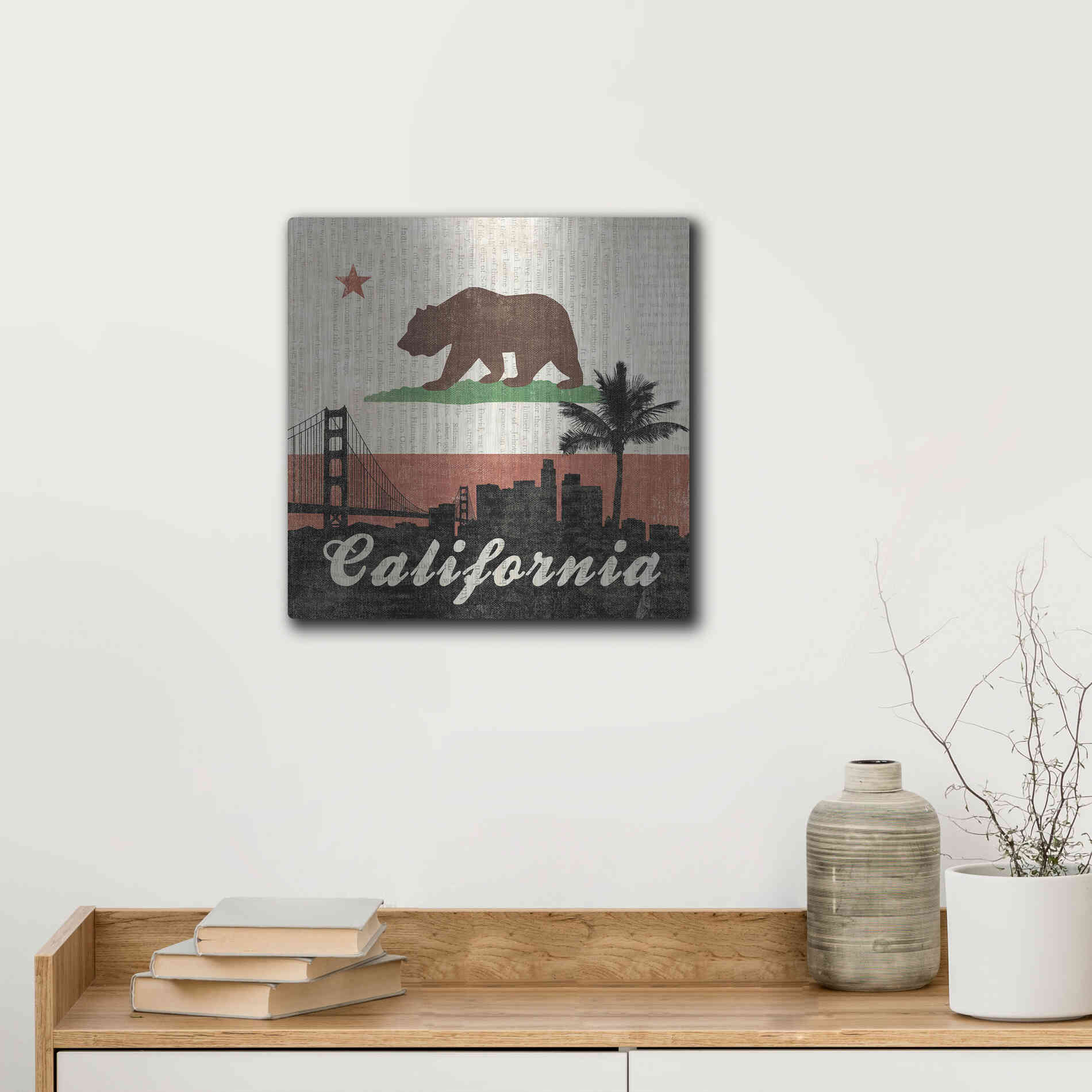 Luxe Metal Art 'California' by Moira Hershey, Metal Wall Art,12x12