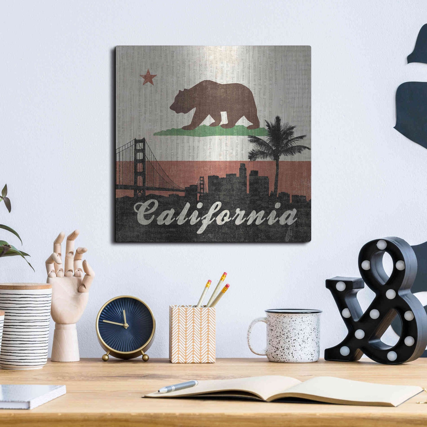 Luxe Metal Art 'California' by Moira Hershey, Metal Wall Art,12x12