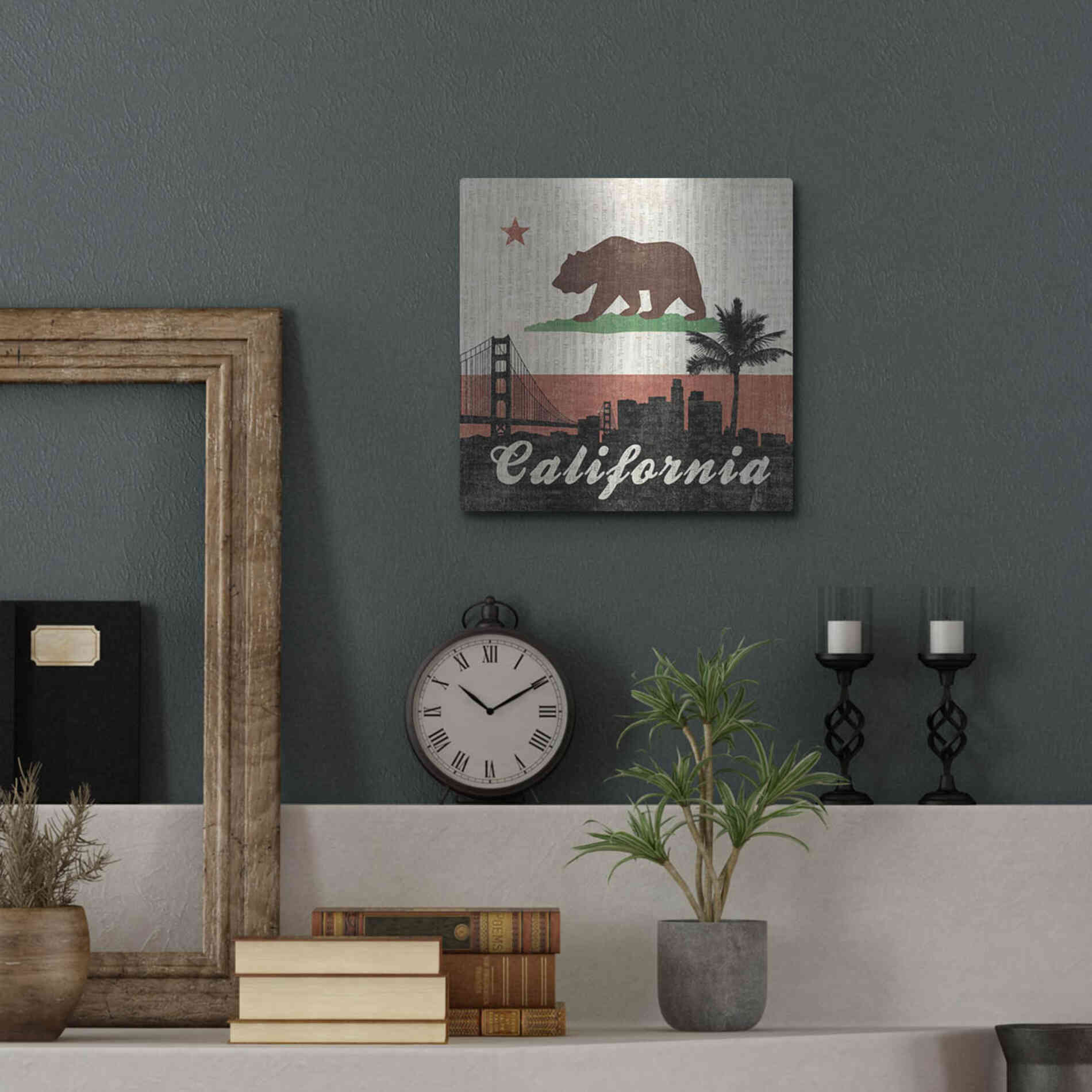 Luxe Metal Art 'California' by Moira Hershey, Metal Wall Art,12x12