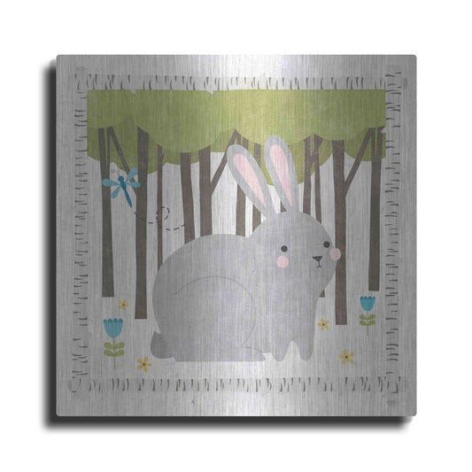 Luxe Metal Art 'Wood Land Hideaway Bunny' by Moira Hershey, Metal Wall Art