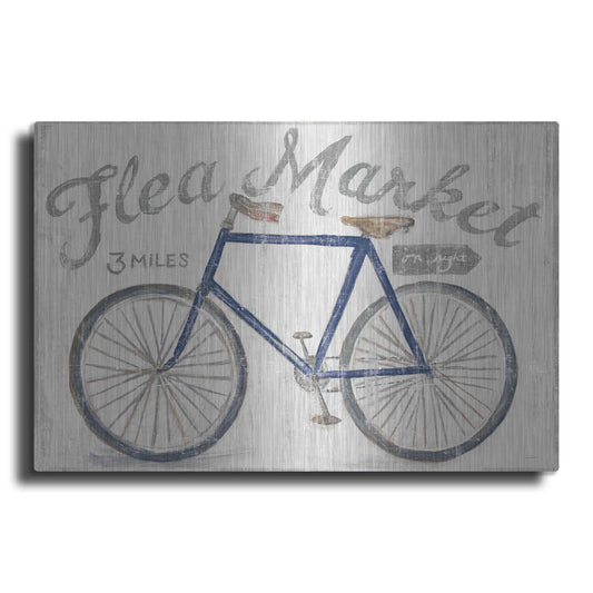 Luxe Metal Art 'White Barn Flea Market I Blue Gray' by Sue Schlabach, Metal Wall Art