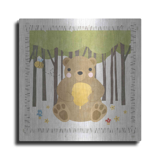 Luxe Metal Art 'Wood Land Hideaway Bear' by Moira Hershey, Metal Wall Art