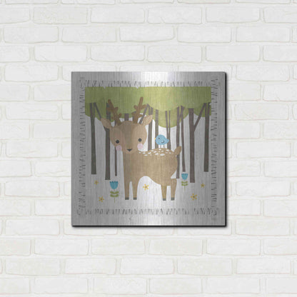 Luxe Metal Art 'Wood Land Hideaway Deer' by Moira Hershey, Metal Wall Art,24x24