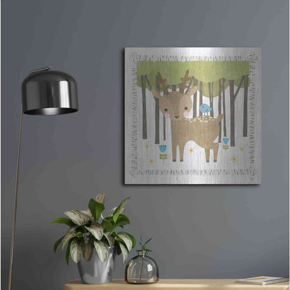 Luxe Metal Art 'Wood Land Hideaway Deer' by Moira Hershey, Metal Wall Art,24x24