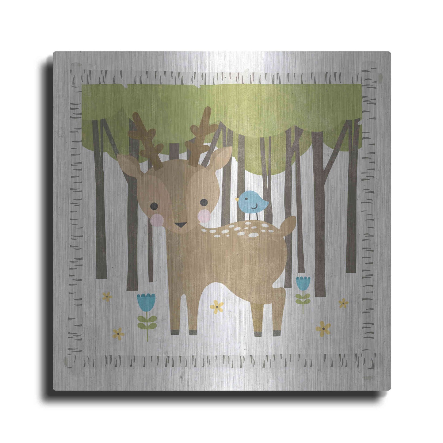 Luxe Metal Art 'Wood Land Hideaway Deer' by Moira Hershey, Metal Wall Art