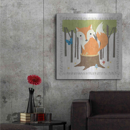 Luxe Metal Art 'Wood Land Hideaway Fox' by Moira Hershey, Metal Wall Art,36x36