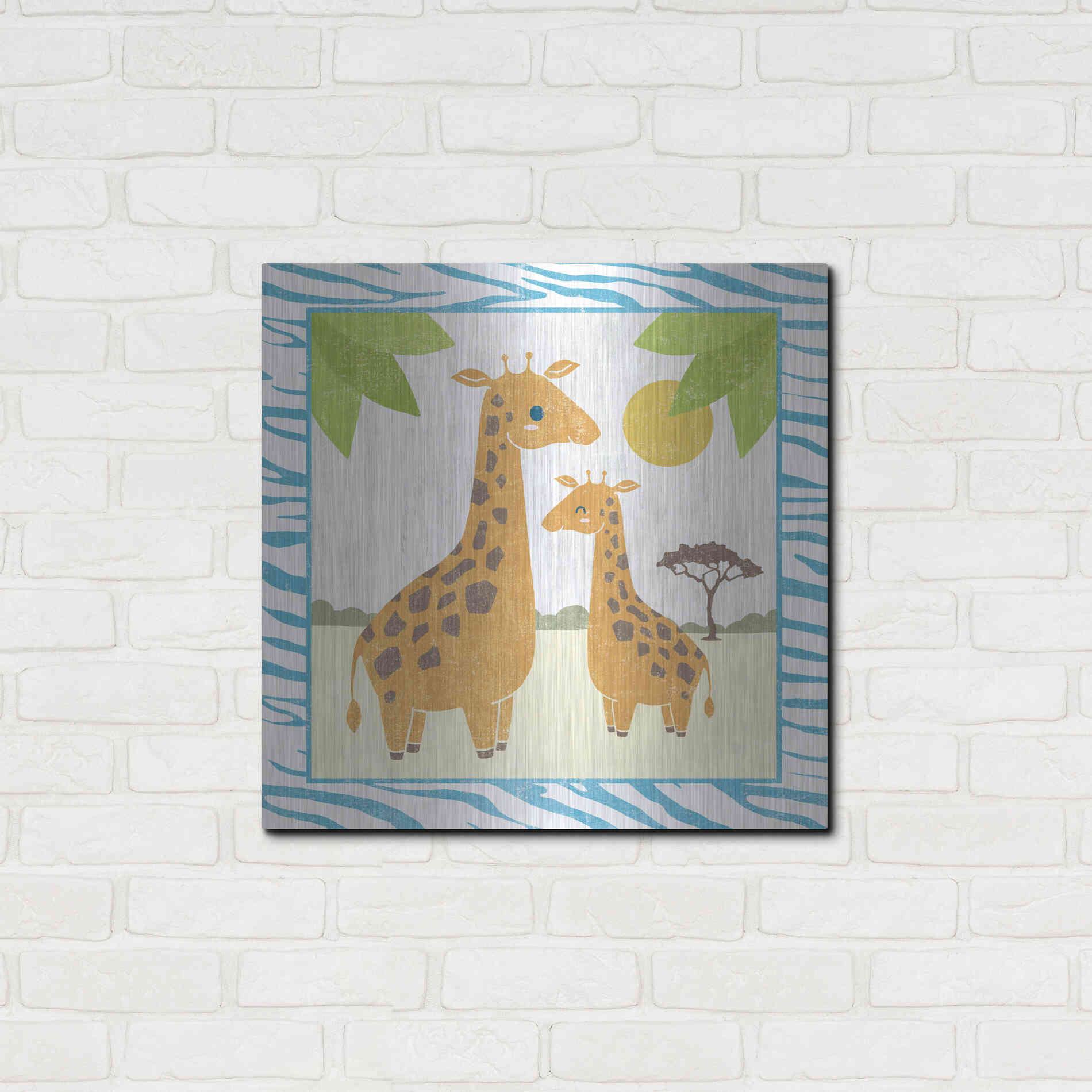 Luxe Metal Art 'Safari Fun Giraffe' by Moira Hershey, Metal Wall Art,24x24