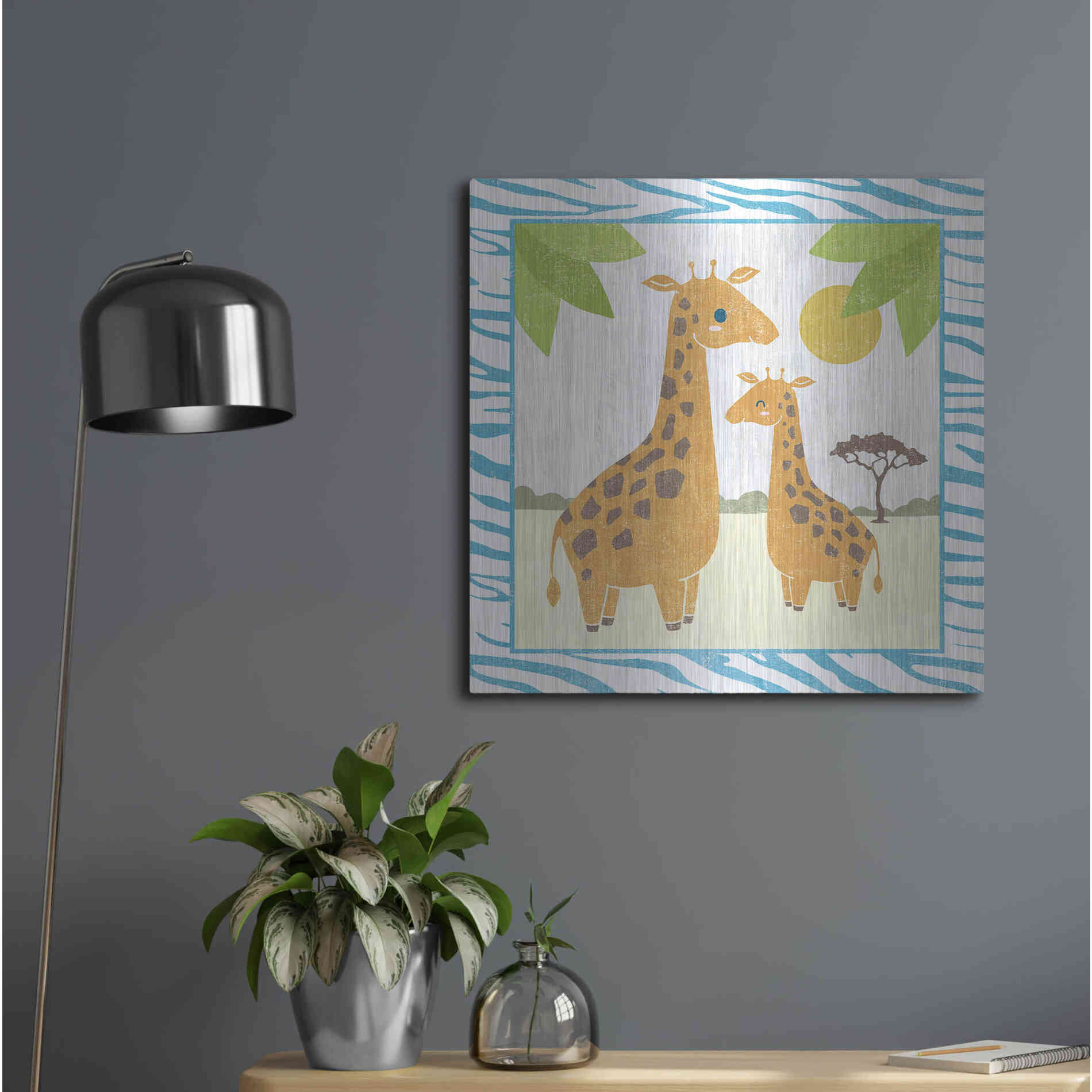 Luxe Metal Art 'Safari Fun Giraffe' by Moira Hershey, Metal Wall Art,24x24