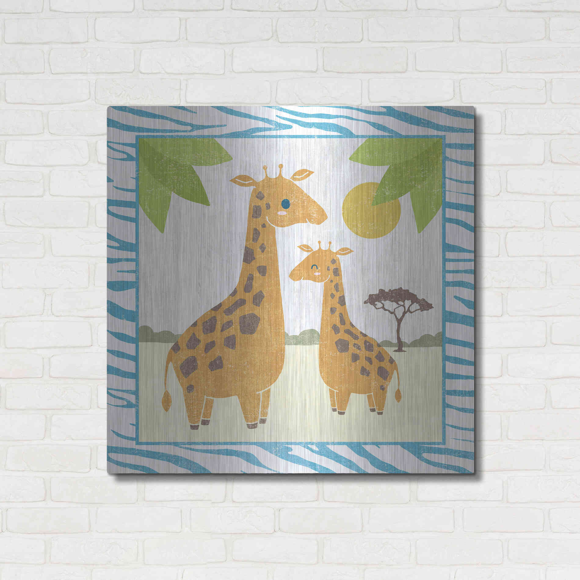 Luxe Metal Art 'Safari Fun Giraffe' by Moira Hershey, Metal Wall Art,36x36