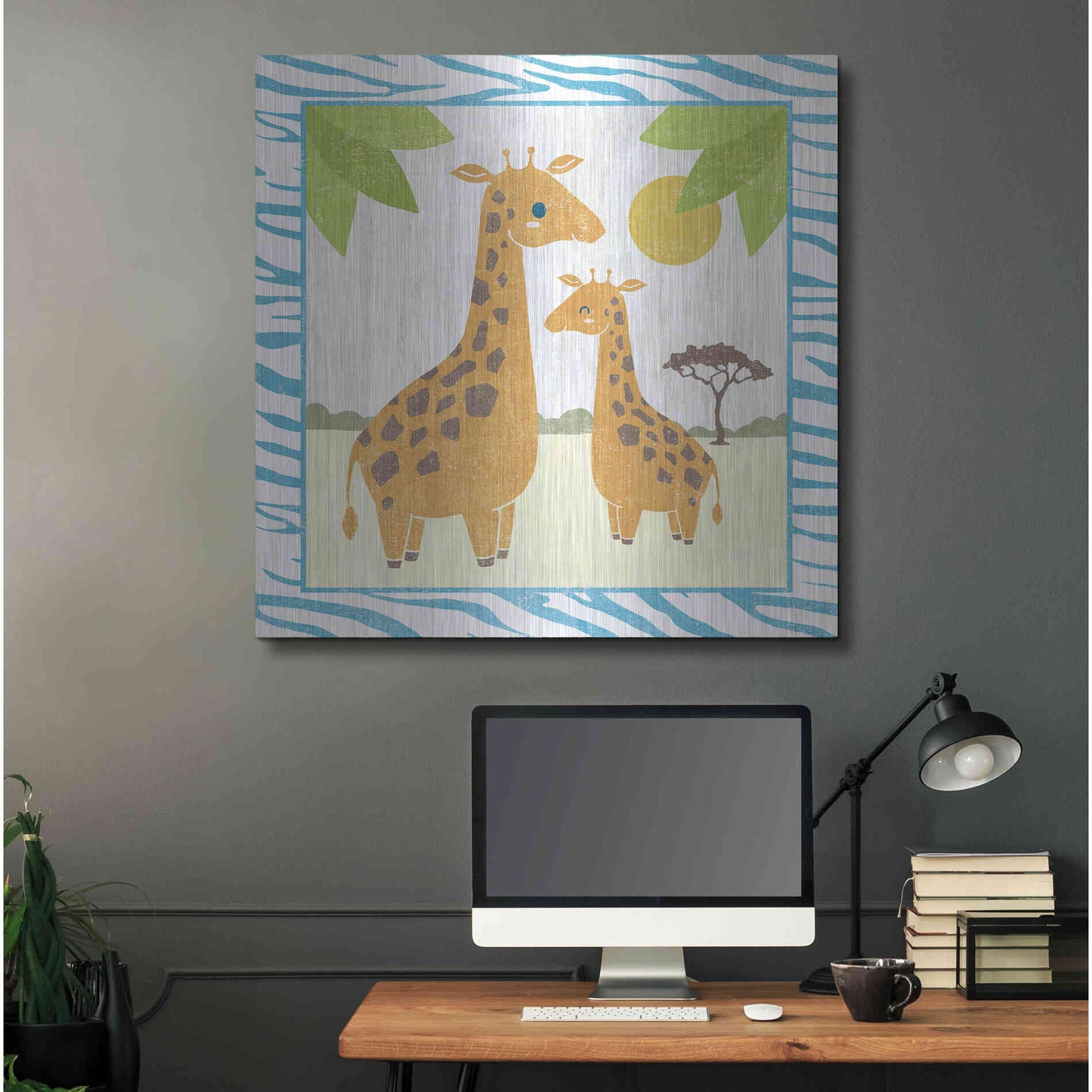 Luxe Metal Art 'Safari Fun Giraffe' by Moira Hershey, Metal Wall Art,36x36