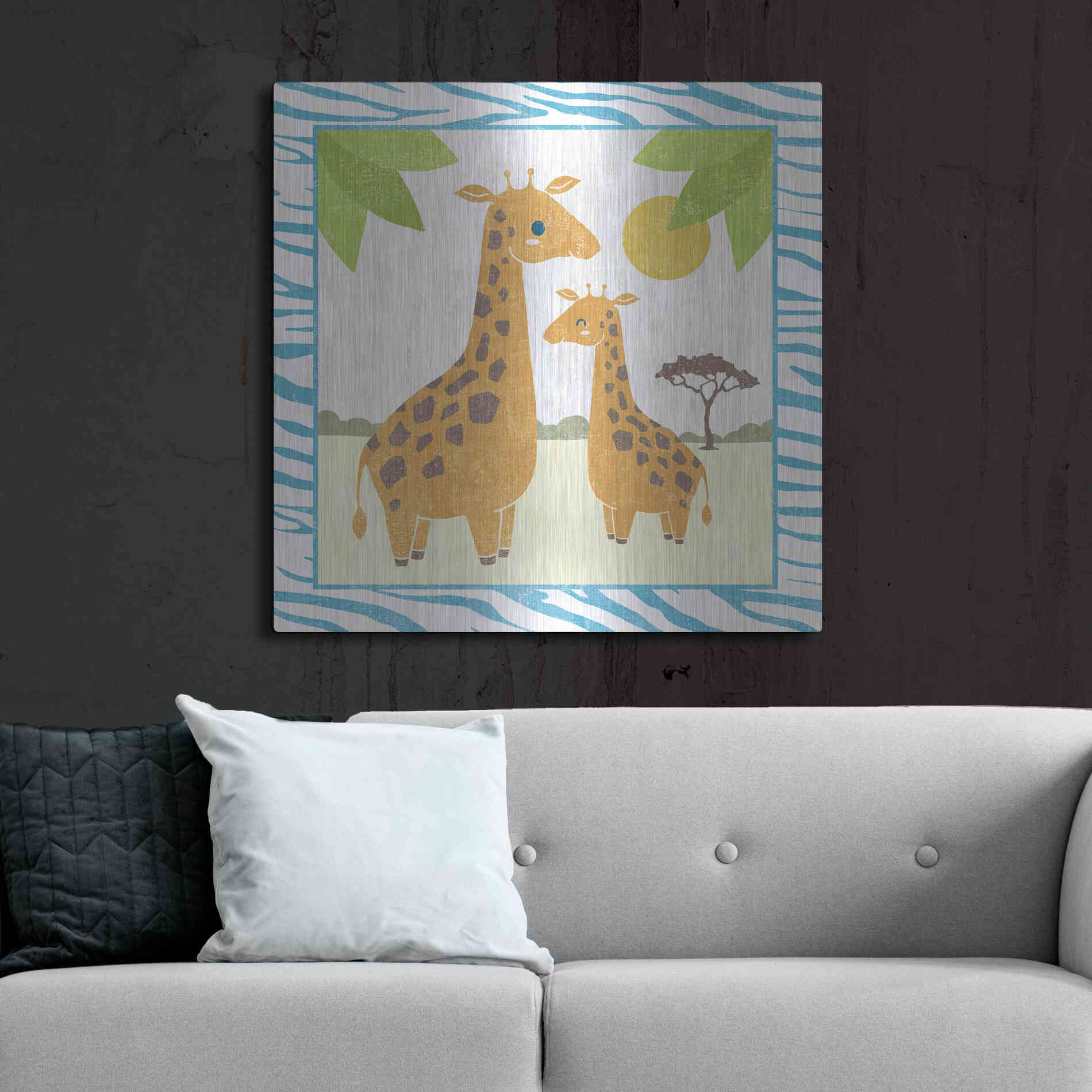 Luxe Metal Art 'Safari Fun Giraffe' by Moira Hershey, Metal Wall Art,36x36