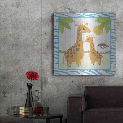 Luxe Metal Art 'Safari Fun Giraffe' by Moira Hershey, Metal Wall Art,36x36