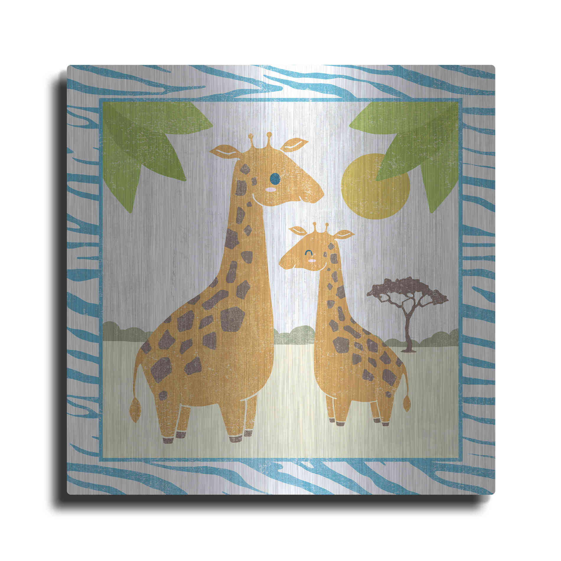 Luxe Metal Art 'Safari Fun Giraffe' by Moira Hershey, Metal Wall Art