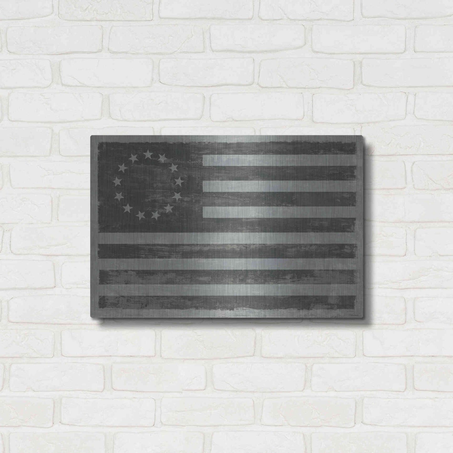 Luxe Metal Art 'Slate American Flag' by Sue Schlabach, Metal Wall Art,24x16