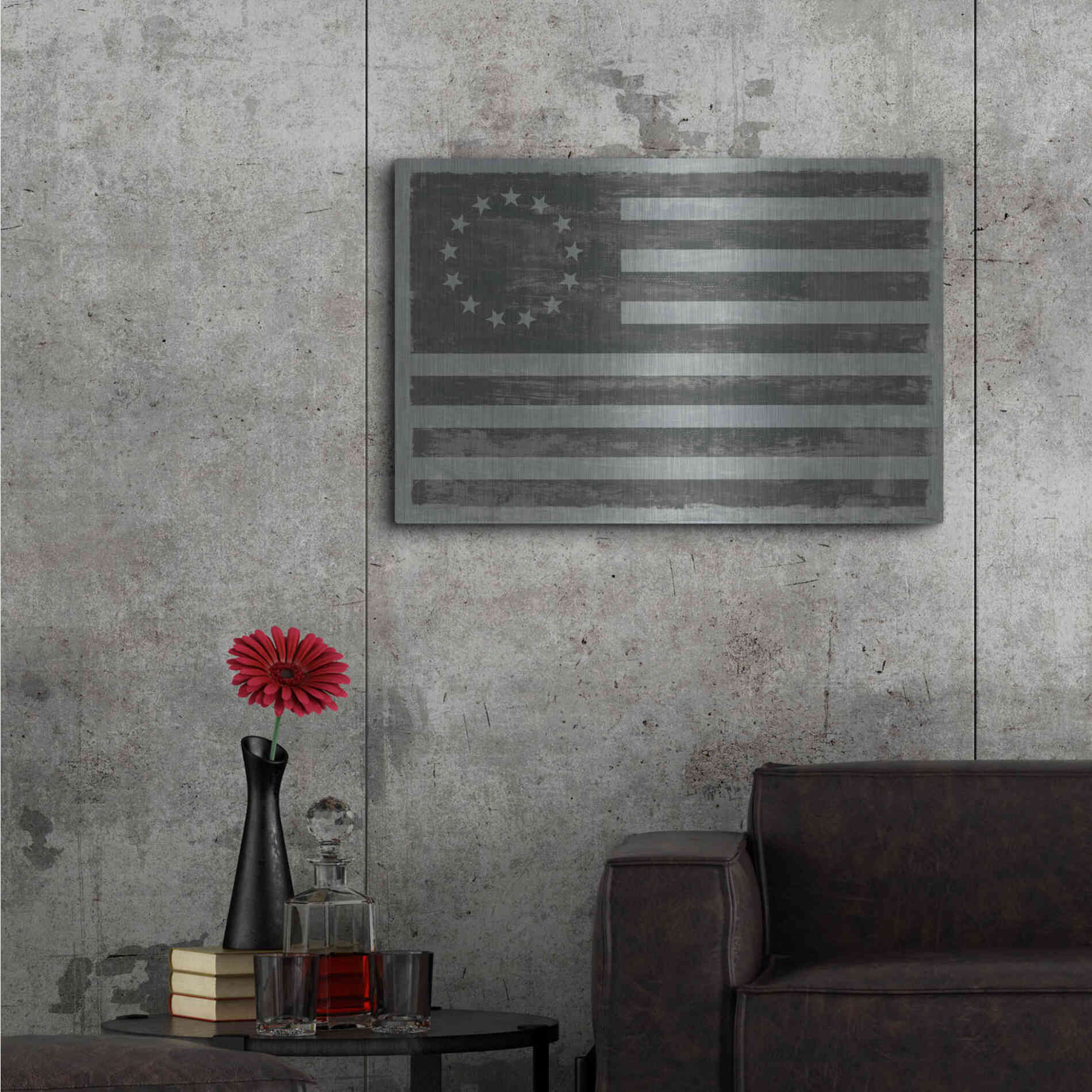 Luxe Metal Art 'Slate American Flag' by Sue Schlabach, Metal Wall Art,36x24