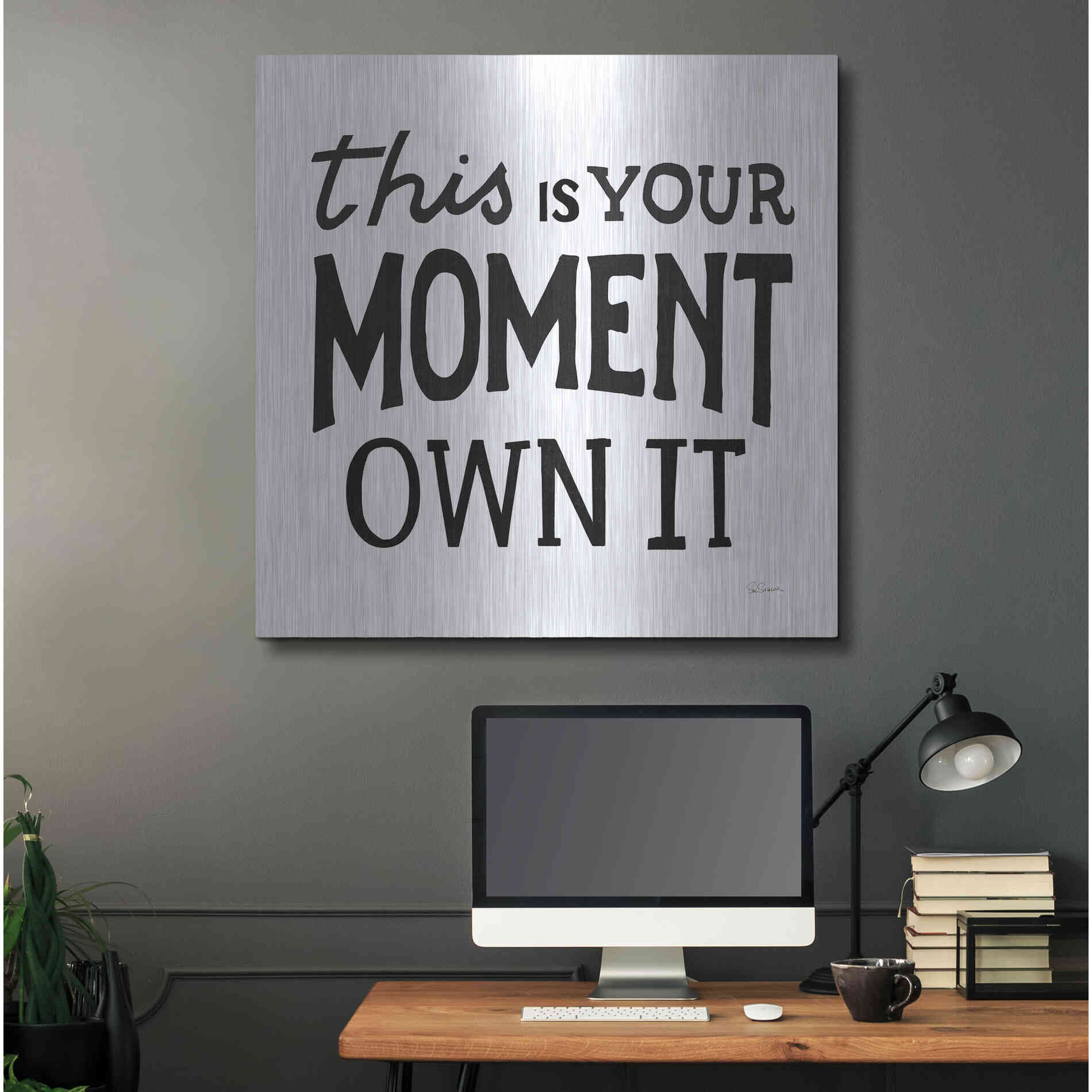 Luxe Metal Art 'This Moment Black' by Sue Schlabach, Metal Wall Art,36x36