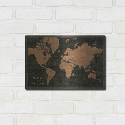 Luxe Metal Art 'World Map Industrial' by Sue Schlabach, Metal Wall Art,16x12