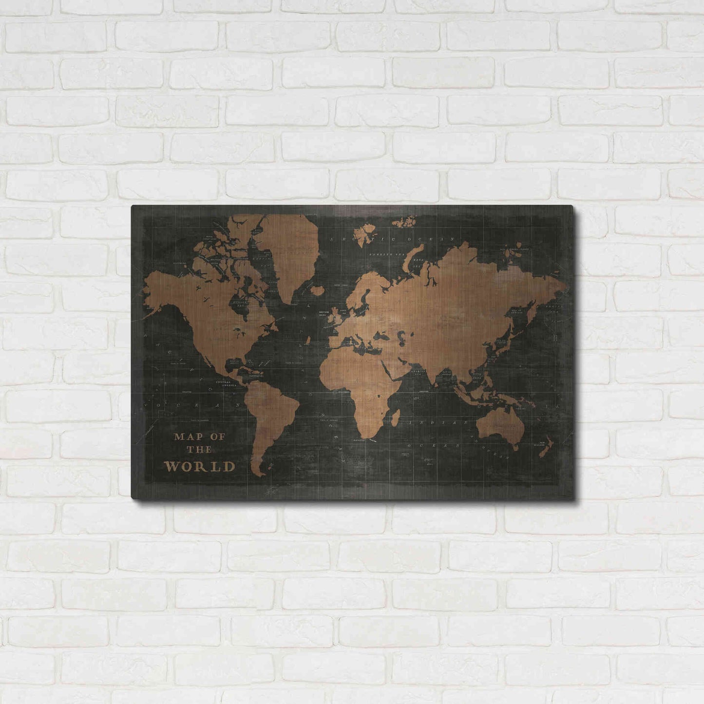 Luxe Metal Art 'World Map Industrial' by Sue Schlabach, Metal Wall Art,36x24