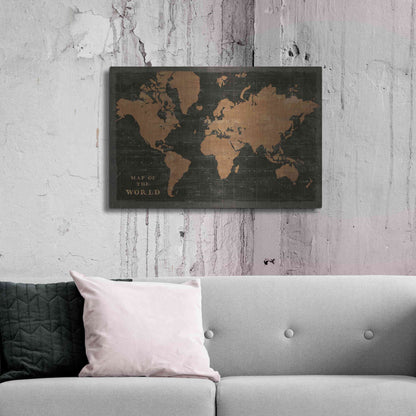 Luxe Metal Art 'World Map Industrial' by Sue Schlabach, Metal Wall Art,36x24