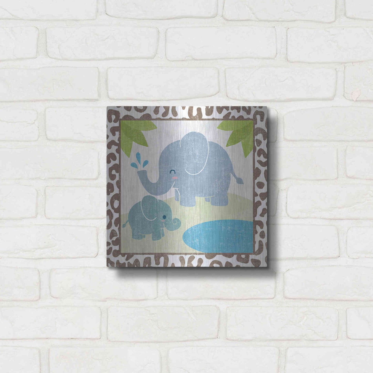 Luxe Metal Art 'Safari Fun Elephant' by Moira Hershey, Metal Wall Art,12x12