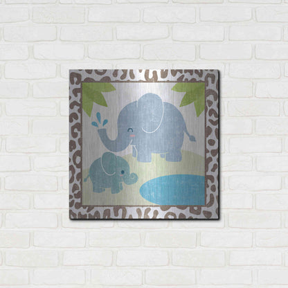 Luxe Metal Art 'Safari Fun Elephant' by Moira Hershey, Metal Wall Art,24x24