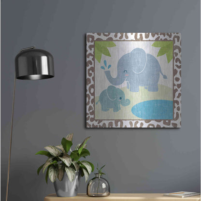 Luxe Metal Art 'Safari Fun Elephant' by Moira Hershey, Metal Wall Art,24x24