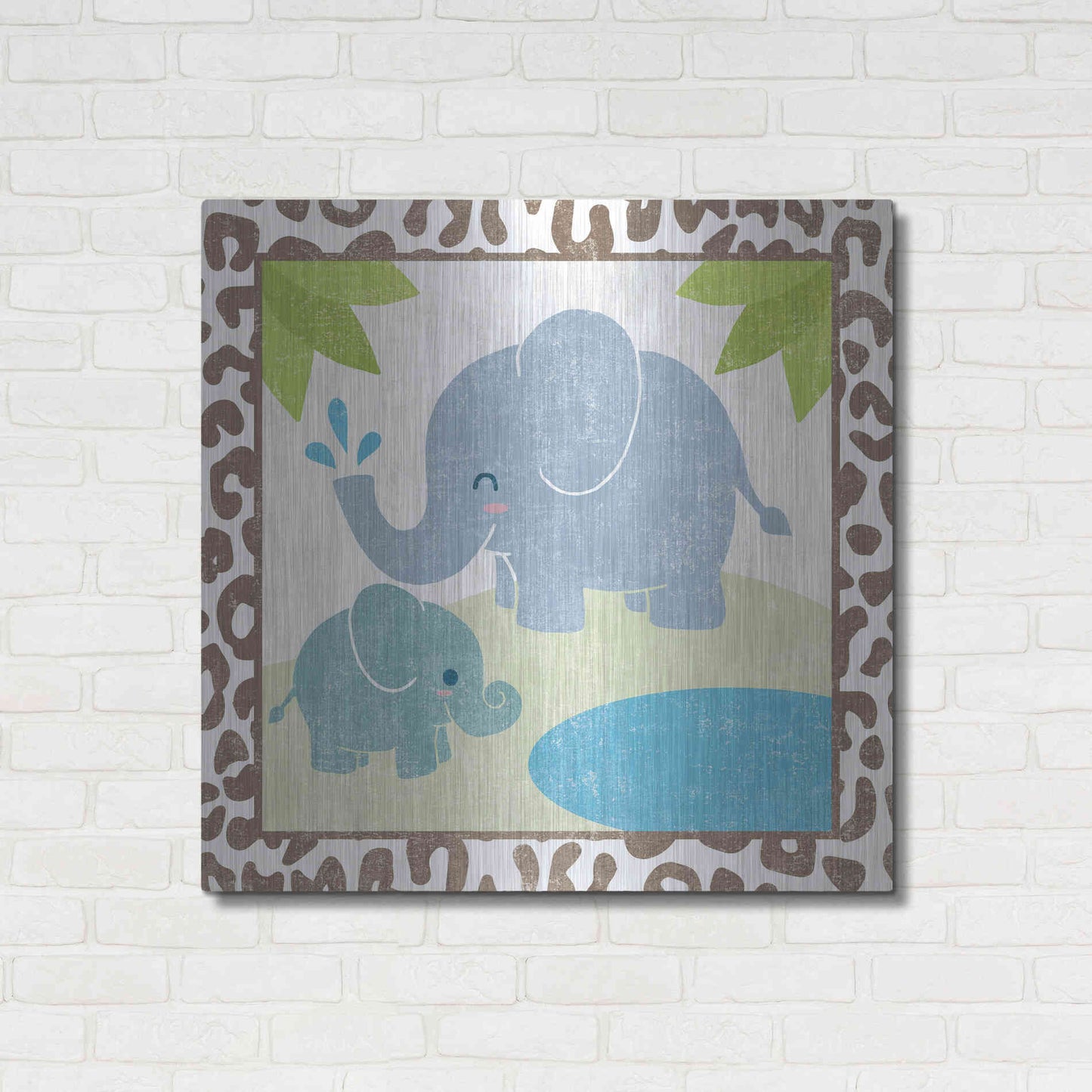 Luxe Metal Art 'Safari Fun Elephant' by Moira Hershey, Metal Wall Art,36x36