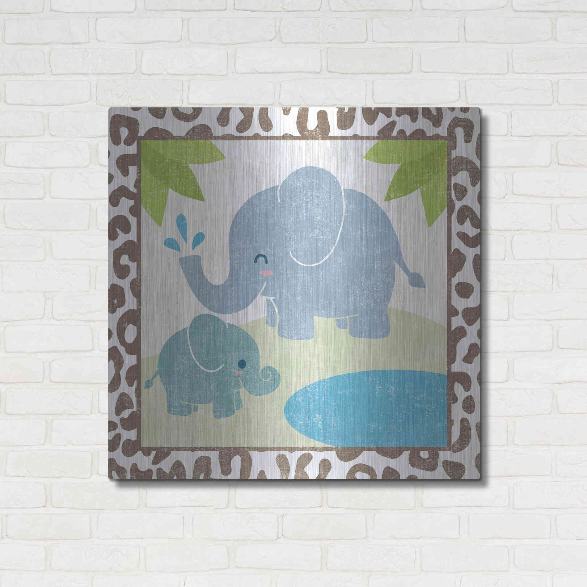 Luxe Metal Art 'Safari Fun Elephant' by Moira Hershey, Metal Wall Art,36x36