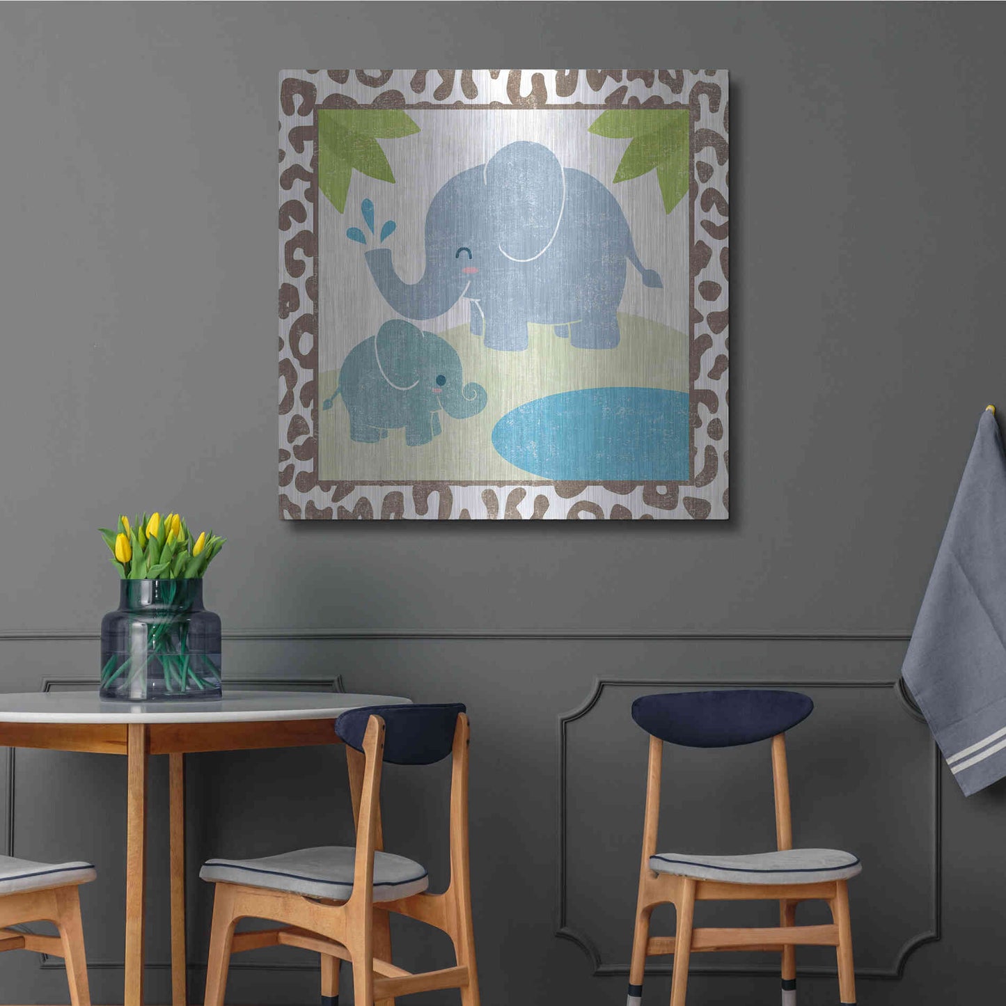 Luxe Metal Art 'Safari Fun Elephant' by Moira Hershey, Metal Wall Art,36x36