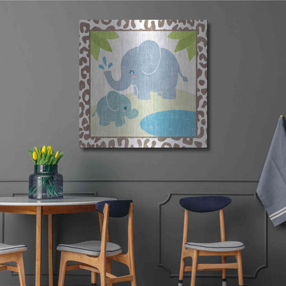 Luxe Metal Art 'Safari Fun Elephant' by Moira Hershey, Metal Wall Art,36x36