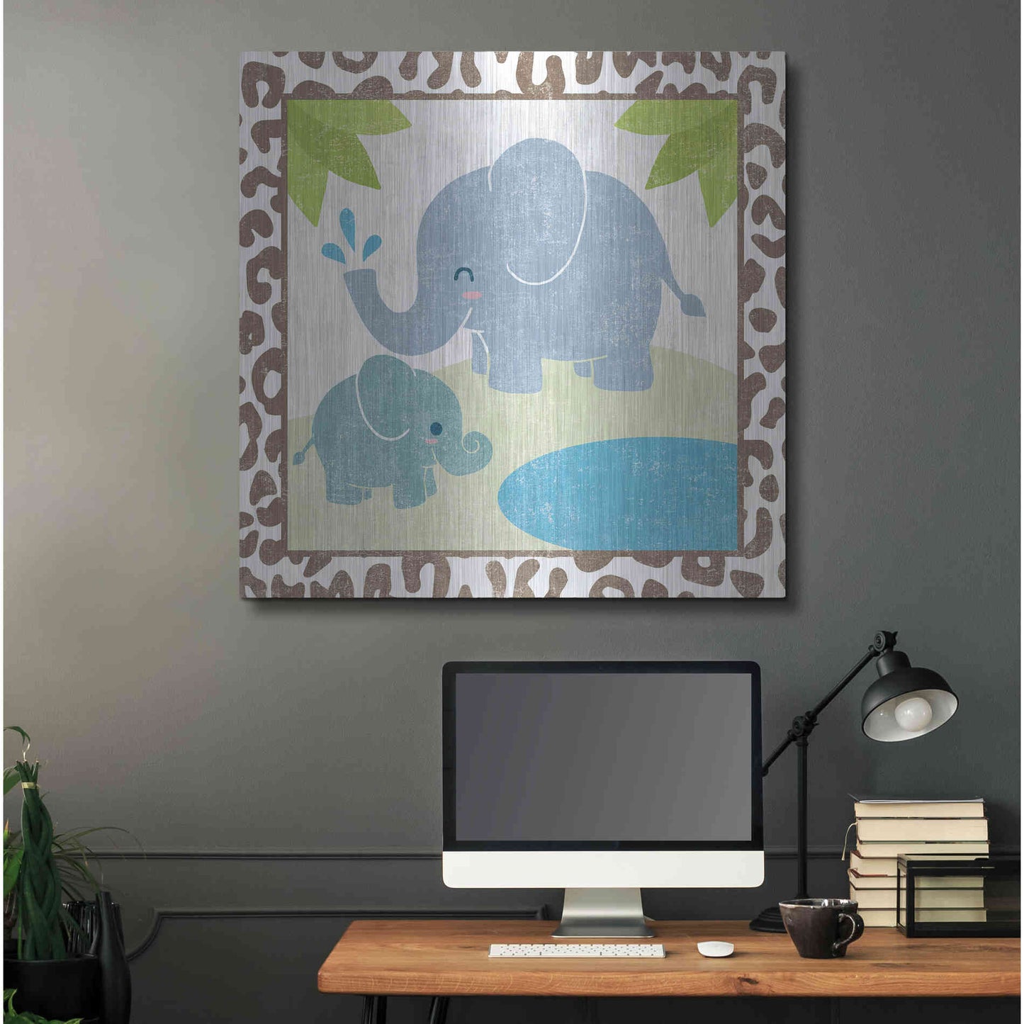 Luxe Metal Art 'Safari Fun Elephant' by Moira Hershey, Metal Wall Art,36x36