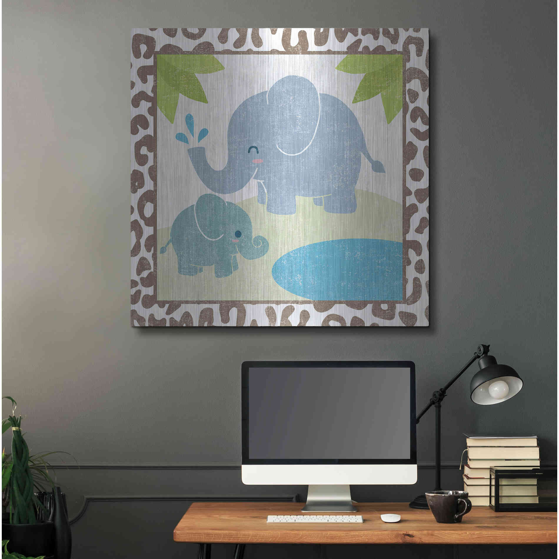 Luxe Metal Art 'Safari Fun Elephant' by Moira Hershey, Metal Wall Art,36x36