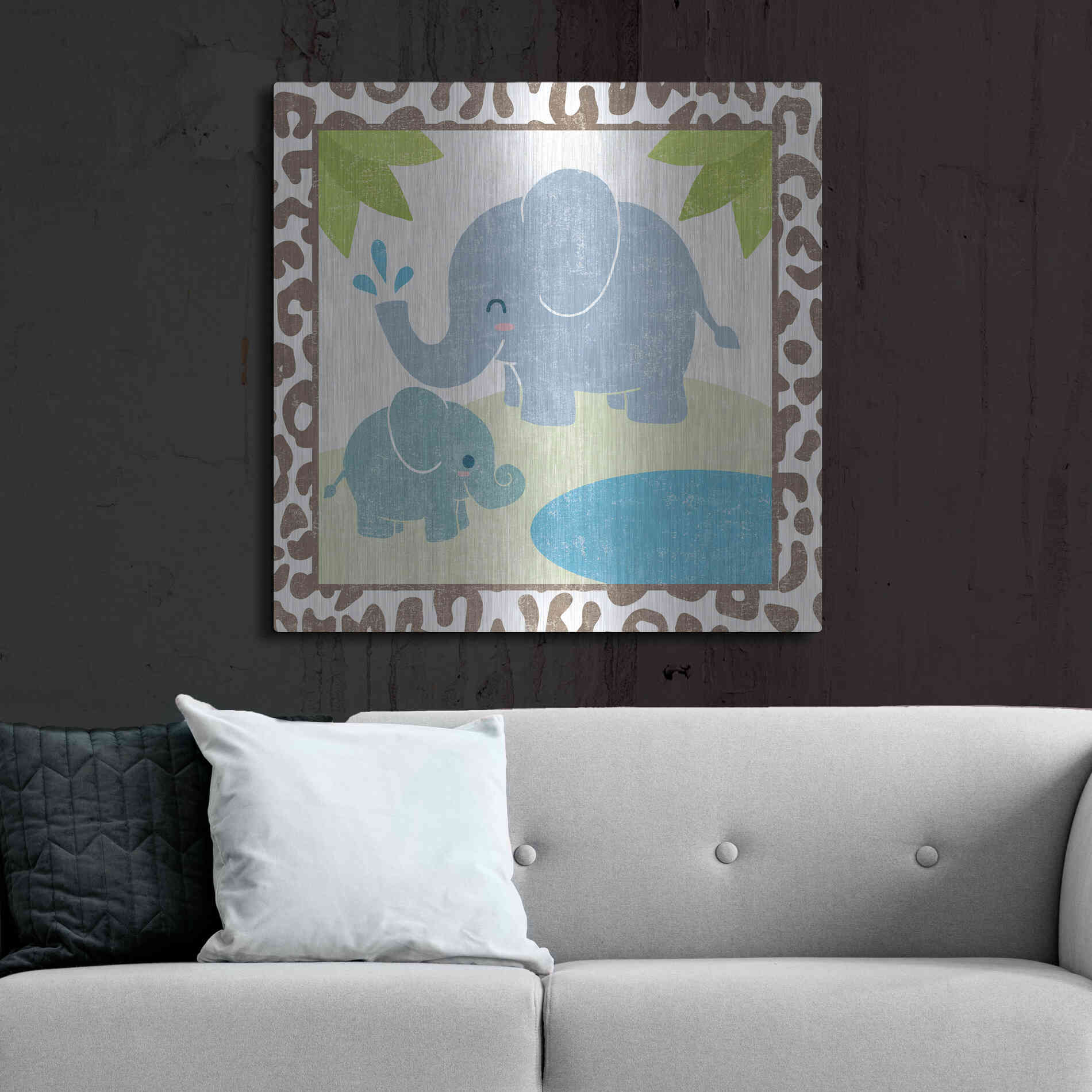 Luxe Metal Art 'Safari Fun Elephant' by Moira Hershey, Metal Wall Art,36x36