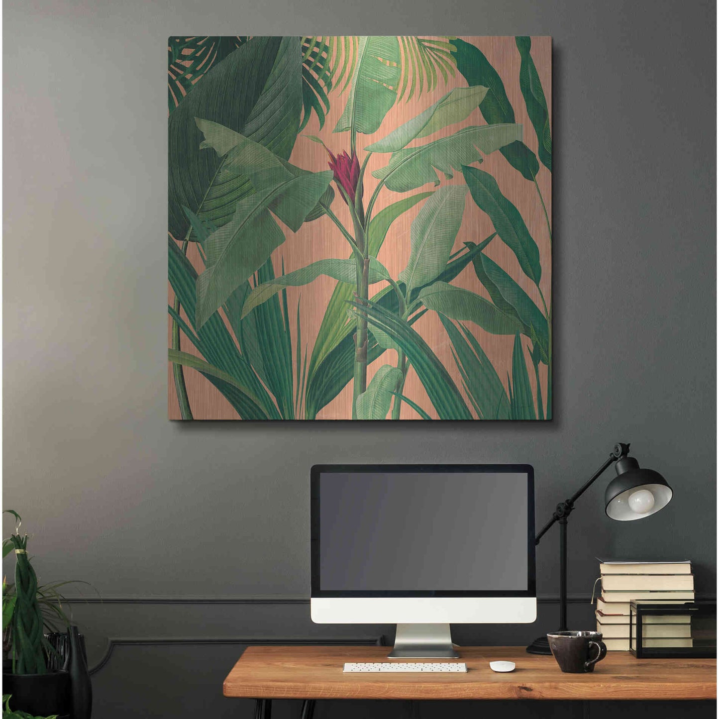 Luxe Metal Art 'Dramatic Tropical I Boho' by Sue Schlabach, Metal Wall Art,36x36
