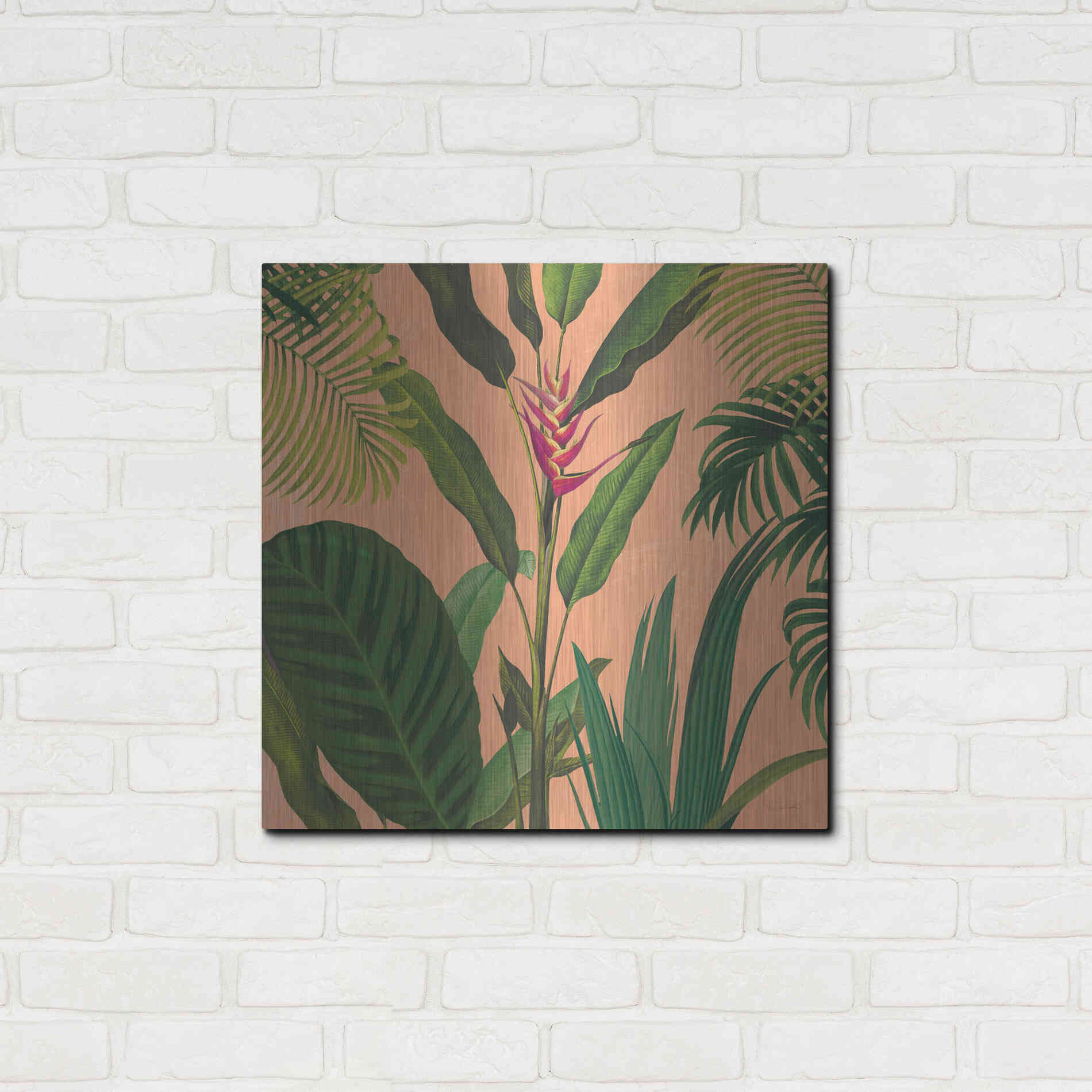 Luxe Metal Art 'Dramatic Tropical II Boho' by Sue Schlabach, Metal Wall Art,24x24