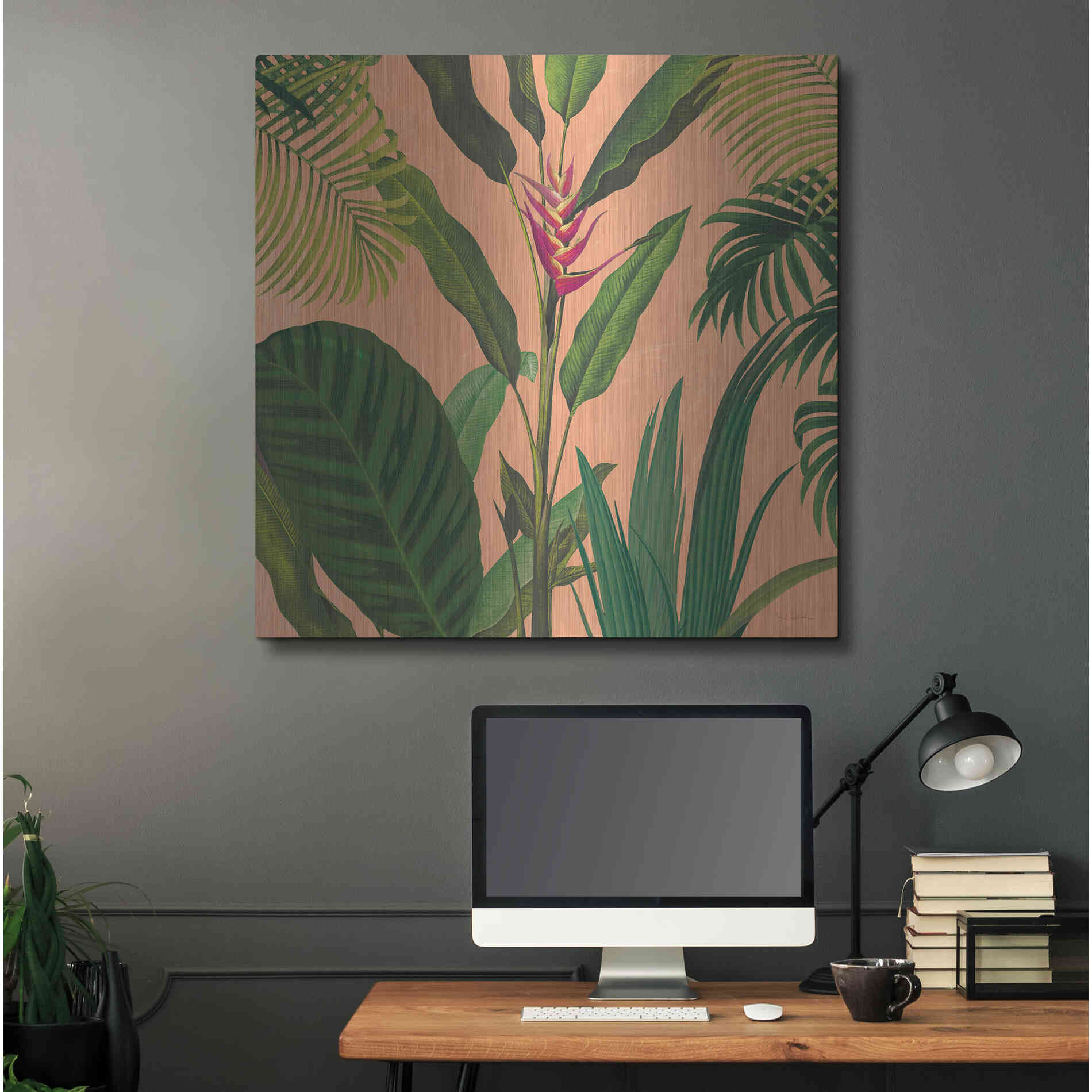 Luxe Metal Art 'Dramatic Tropical II Boho' by Sue Schlabach, Metal Wall Art,36x36