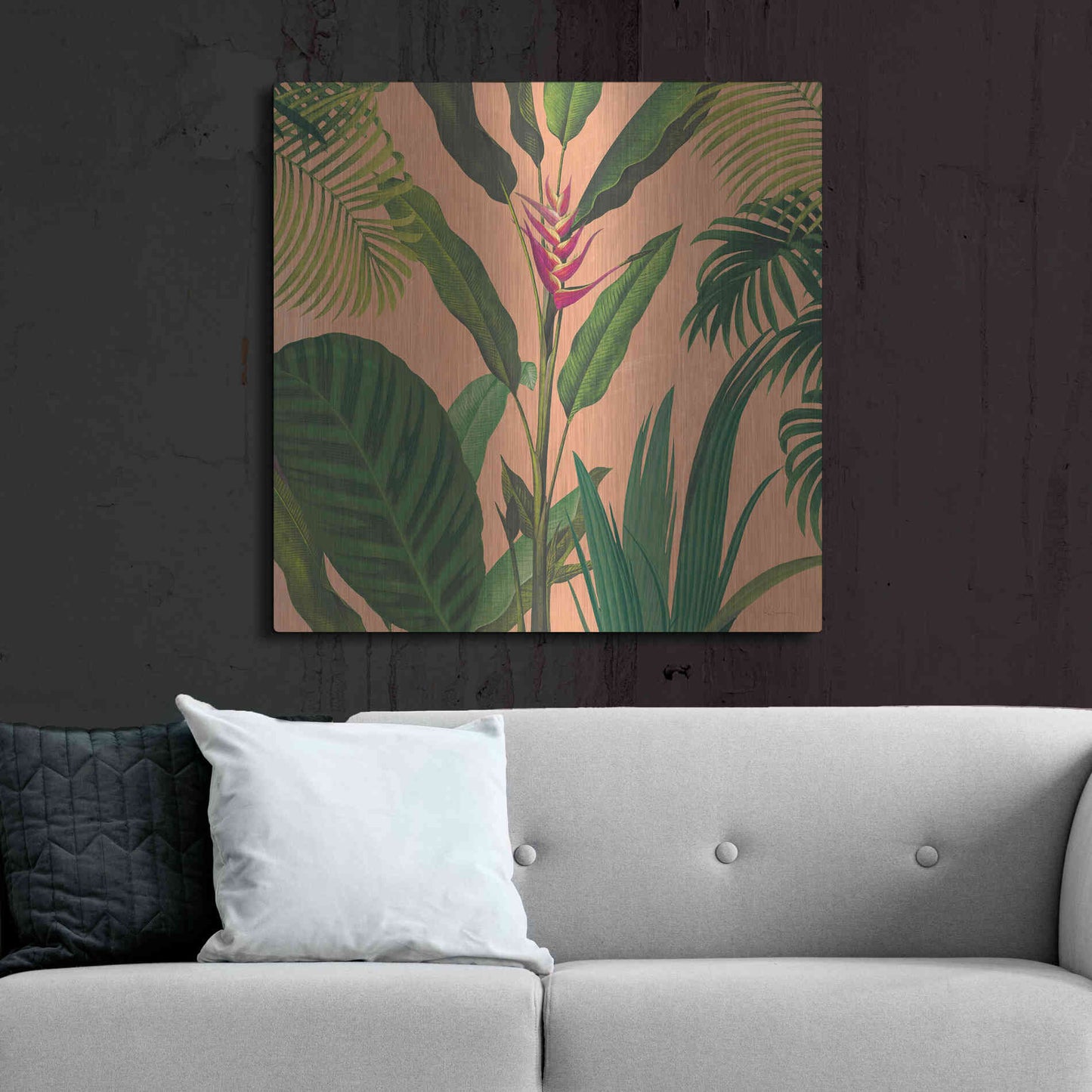 Luxe Metal Art 'Dramatic Tropical II Boho' by Sue Schlabach, Metal Wall Art,36x36